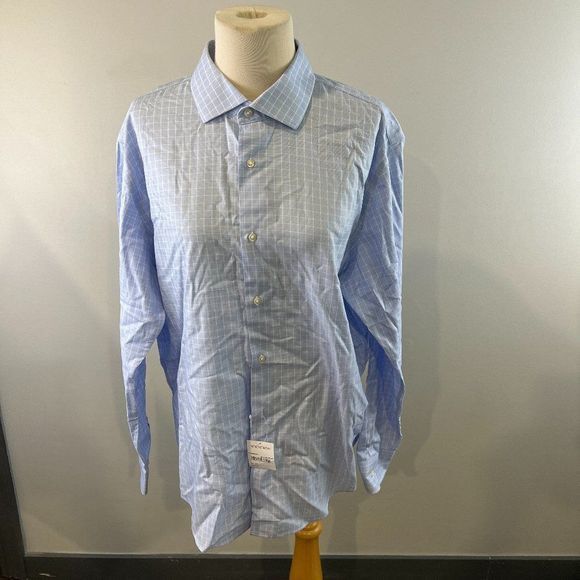 NWT NORDSTROM Light Blue White Waffle Print Long Sleeve Button Down Dress Shirt - Picture 2 of 10